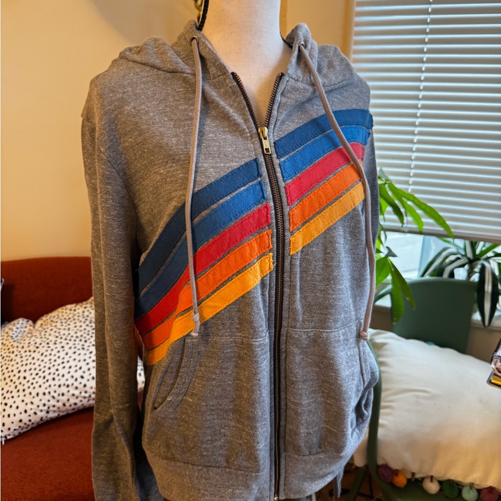 Aviator Nation Gray Hoodie with Vibrant Accents